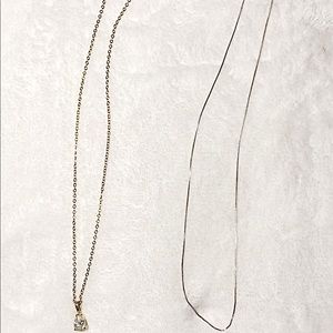 Gold plated CZ necklace and silver chain